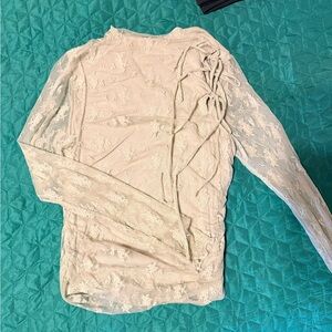 Elegant Lace Long Sleeve Blouse - Cream